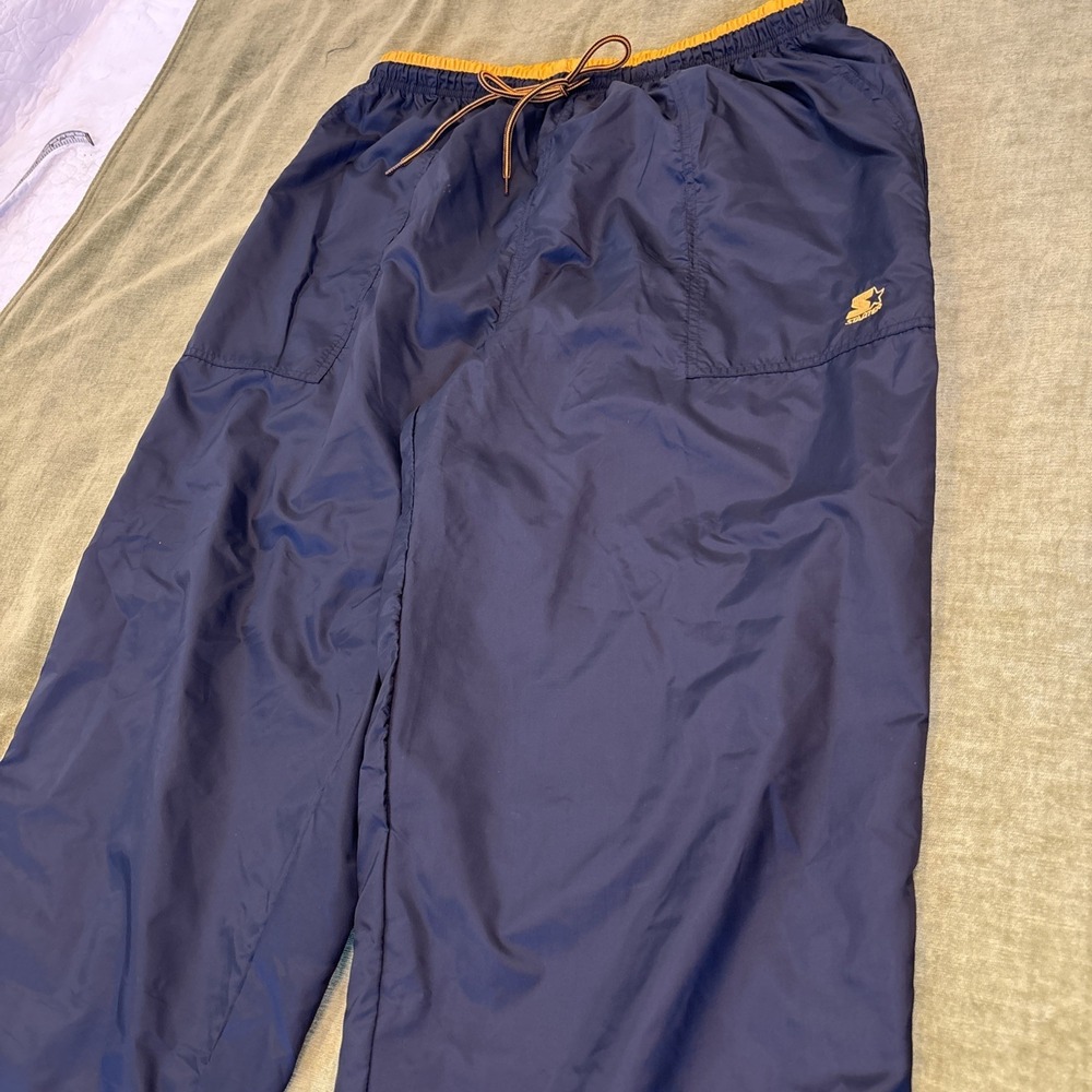 VTG Starter Track Pants Reversible Black Yellow Side Zip Workout Gym Pants SZ XL - Picture 4 of 11
